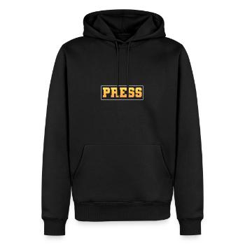 Autor Presse (Medien) - Männer Premium Bio Hoodie - Schwarz - Vorne - Nico (187cm)