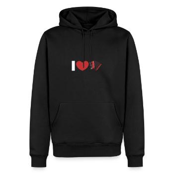 accordéon - Sweat à capuche Premium bio Homme - noir - Devant - Nico (187cm)