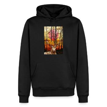 cerf - Sweat à capuche Premium bio Homme - noir - Devant - Nico (187cm)