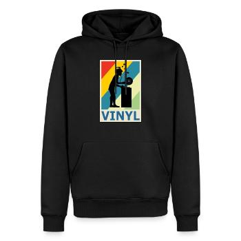 Retro Vintage Style DJ Deejee Vinyl Schallplatte - Männer Premium Bio Hoodie - Schwarz - Vorne - Nico (187cm)