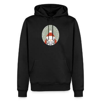 verträumte Eule mit Santa Claus Weihnachtsmütze - Männer Premium Bio Hoodie - Schwarz - Vorne - Nico (187cm)