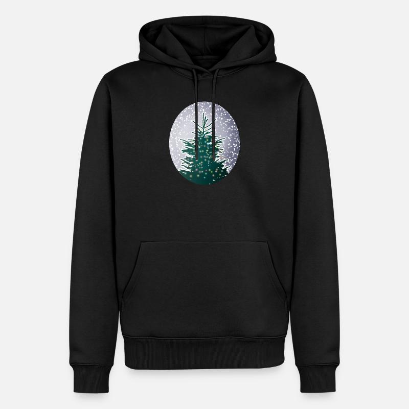 beleuchteter Weihnachtsbaum im Schnee - Männer Premium Bio Hoodie - Schwarz