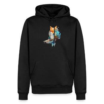 Fuchs Design aus Wasserfarben - Männer Premium Bio Hoodie - Schwarz - Vorne - Nico (187cm)
