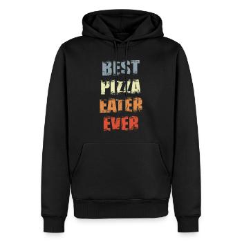 Lustiger Pizza Esser - Männer Premium Bio Hoodie - Schwarz - Vorne - Nico (187cm)