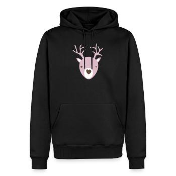 Rudolph Geweih Herz Nase skandinavisch Kinder cool - Männer Premium Bio Hoodie - Schwarz - Vorne - Nico (187cm)