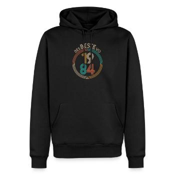 des BESTE vo 1984 - das BESTE von 1984, Geburtstag - Männer Premium Bio Hoodie - Schwarz - Vorne - Nico (187cm)