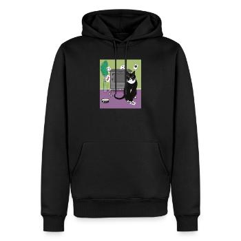Chat Reine de cœur. - Sweat à capuche Premium bio Homme - noir - Devant - Nico (187cm)