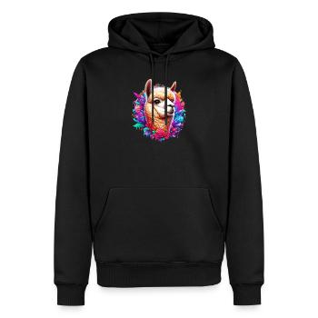 Alpaka - Männer Premium Bio Hoodie - Schwarz - Vorne - Nico (187cm)