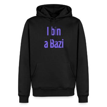 I bin a Bazi – Bayerischer Spruch mit Humor - Männer Premium Bio Hoodie - Schwarz - Vorne - Nico (187cm)