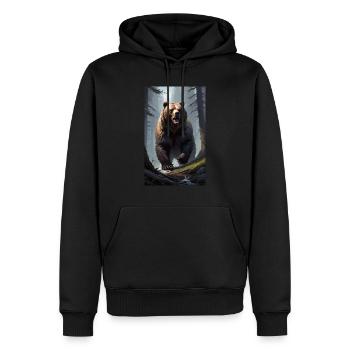 Bär | Braunbär | Grizzlybär | Tiere - Männer Premium Bio Hoodie - Schwarz - Vorne - Nico (187cm)