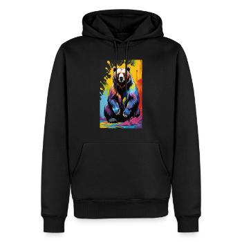 Bär | Braunbär | Grizzlybär | Tiere - Männer Premium Bio Hoodie - Schwarz - Vorne - Nico (187cm)