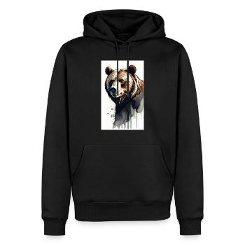 Bär | Braunbär | Grizzlybär | Tiere - Männer Premium Bio Hoodie - Schwarz - Vorne - Nico (187cm)