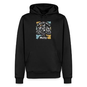 Motorcycle Racing vintage - Moto Raceday Symbol - Sweat à capuche Premium bio Homme - noir - Devant - Nico (187cm)