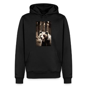 Ours | Ours brun | Grizzli | Animaux - Sweat à capuche Premium bio Homme - noir - Devant - Nico (187cm)