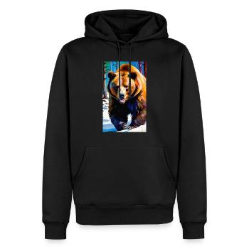 Ours | Ours brun | Grizzli | Animaux - Sweat à capuche Premium bio Homme - noir - Devant - Nico (187cm)