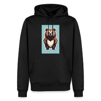 Bär | Braunbär | Grizzlybär | Tiere | Kindermotiv - Männer Premium Bio Hoodie - Schwarz - Vorne - Nico (187cm)