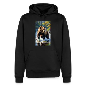 Ours | Ours brun | Grizzli | Animaux - Sweat à capuche Premium bio Homme - noir - Devant - Nico (187cm)