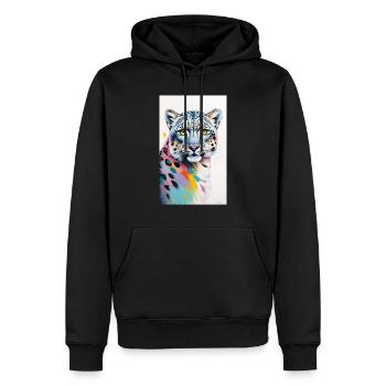 Schneeleopard | Leopard | Raubtier - Männer Premium Bio Hoodie - Schwarz - Vorne - Nico (187cm)