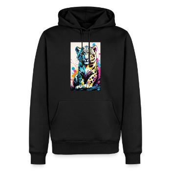 Léopard des neiges | Léopard | Prédateur - Sweat à capuche Premium bio Homme - noir - Devant - Nico (187cm)