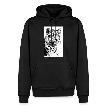 Schneeleopard | Leopard | Raubtier - Männer Premium Bio Hoodie - Schwarz - Vorne - Nico (187cm)
