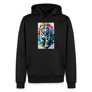 Léopard des neiges | Léopard | Prédateur - Sweat à capuche Premium bio Homme - noir - Devant - Nico (187cm)