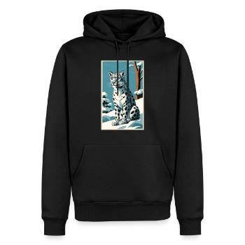 Léopard des neiges | Léopard | Prédateur - Sweat à capuche Premium bio Homme - noir - Devant - Nico (187cm)