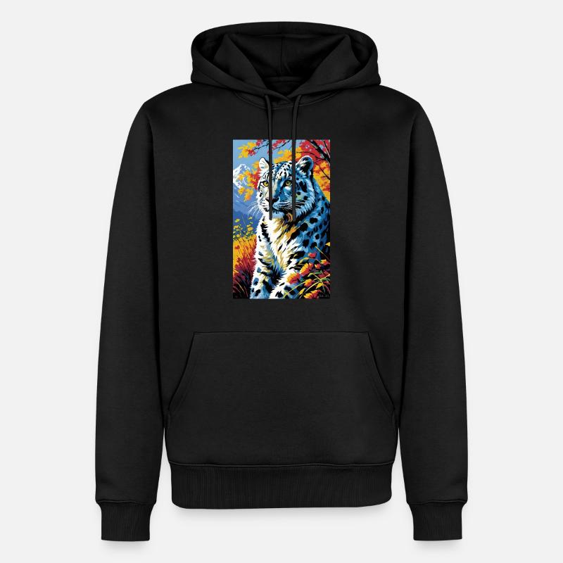 Léopard des neiges | Léopard | Prédateur - Sweat à capuche Premium bio Homme - noir