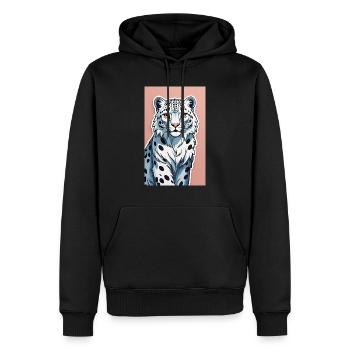 Léopard des neiges | Léopard | Prédateur - Sweat à capuche Premium bio Homme - noir - Devant - Nico (187cm)