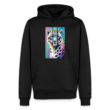 Schneeleopard | Leopard | Raubtier - Männer Premium Bio Hoodie - Schwarz - Vorne - Nico (187cm)