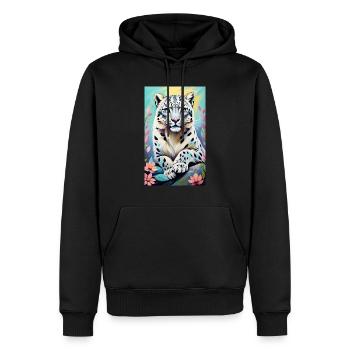 Léopard des neiges | Léopard | Prédateur - Sweat à capuche Premium bio Homme - noir - Devant - Nico (187cm)