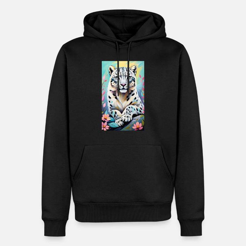 Schneeleopard | Leopard | Raubtier - Männer Premium Bio Hoodie - Schwarz