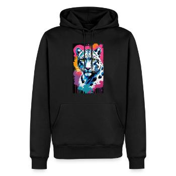 Léopard des neiges | Léopard | Prédateur - Sweat à capuche Premium bio Homme - noir - Devant - Nico (187cm)