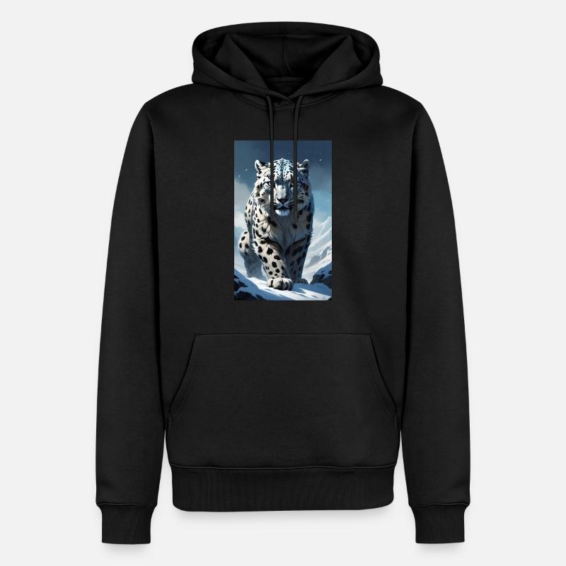 Schneeleopard | Leopard | Raubtier - Männer Premium Bio Hoodie - Schwarz