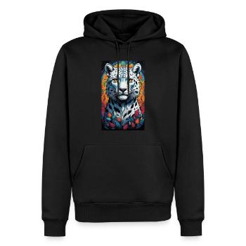 Léopard des neiges | Léopard | Prédateur - Sweat à capuche Premium bio Homme - noir - Devant - Nico (187cm)