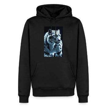 Léopard des neiges | Léopard | Prédateur - Sweat à capuche Premium bio Homme - noir - Devant - Nico (187cm)