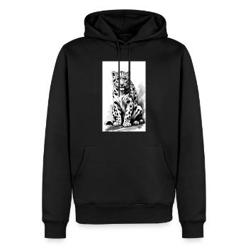 Léopard des neiges | Léopard | Prédateur - Sweat à capuche Premium bio Homme - noir - Devant - Nico (187cm)