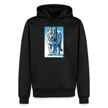 Léopard des neiges | Léopard | Prédateur - Sweat à capuche Premium bio Homme - noir - Devant - Nico (187cm)