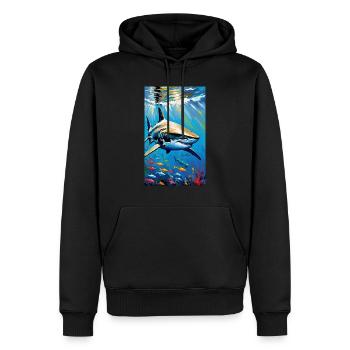 Shark | Great White Shark | Sea Creature | Fish - Men’s Premium Organic Hoodie - black - Front - Nico (187cm)
