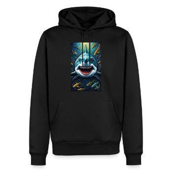 Shark | Great White Shark | Sea Creature | Fish - Men’s Premium Organic Hoodie - black - Front - Nico (187cm)