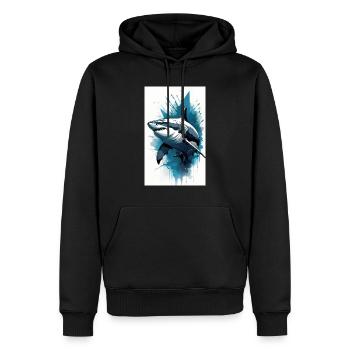 Shark | Great White Shark | Sea Creature | Fish - Men’s Premium Organic Hoodie - black - Front - Nico (187cm)