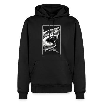 Shark | Great White Shark | Sea Creature | Fish - Men’s Premium Organic Hoodie - black - Front - Nico (187cm)