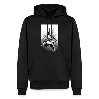 Shark | Great White Shark | Sea Creature | Fish - Men’s Premium Organic Hoodie - black - Front - Nico (187cm)