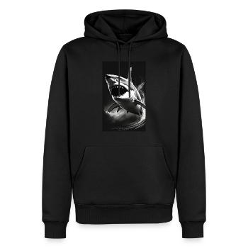 Shark | Great White Shark | Sea Creature | Fish - Men’s Premium Organic Hoodie - black - Front - Nico (187cm)