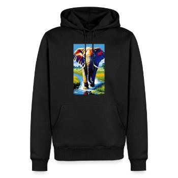 Elefant | Wildtier | Afrika | Kindermotive - Männer Premium Bio Hoodie - Schwarz - Vorne - Nico (187cm)