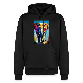 Elefant | Wildtier | Afrika | Kindermotive - Männer Premium Bio Hoodie - Schwarz - Vorne - Nico (187cm)