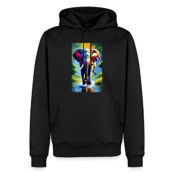 Elefant | Wildtier | Afrika | Kindermotive - Männer Premium Bio Hoodie - Schwarz - Vorne - Nico (187cm)