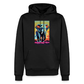 Elefant | Wildtier | Afrika | Kindermotive - Männer Premium Bio Hoodie - Schwarz - Vorne - Nico (187cm)