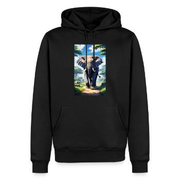 Elefant | Wildtier | Afrika | Kindermotive - Männer Premium Bio Hoodie - Schwarz - Vorne - Nico (187cm)