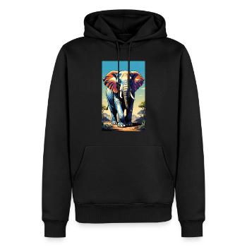 Elefant | Wildtier | Afrika | Kindermotive - Männer Premium Bio Hoodie - Schwarz - Vorne - Nico (187cm)