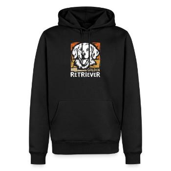 Golden Retriever retro Illustration für Hundefans - Männer Premium Bio Hoodie - Schwarz - Vorne - Nico (187cm)